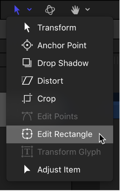 从变换工具弹出式菜单中选取“编辑矩形”工具