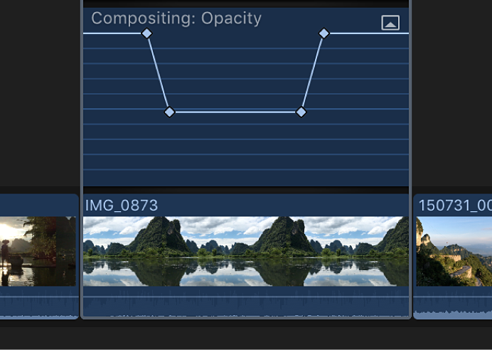 Die gezeigten Keyframes werden zum Effekt im Videoanimations-Editor hinzugefügt