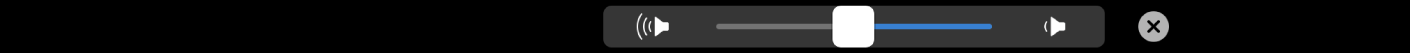 الـ Touch Bar الخاص بتطبيق iMovie ويعرض شريط تمرير مستوى الصوت.