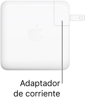 El adaptador de corriente USB-C de 61 W o de 96 W.