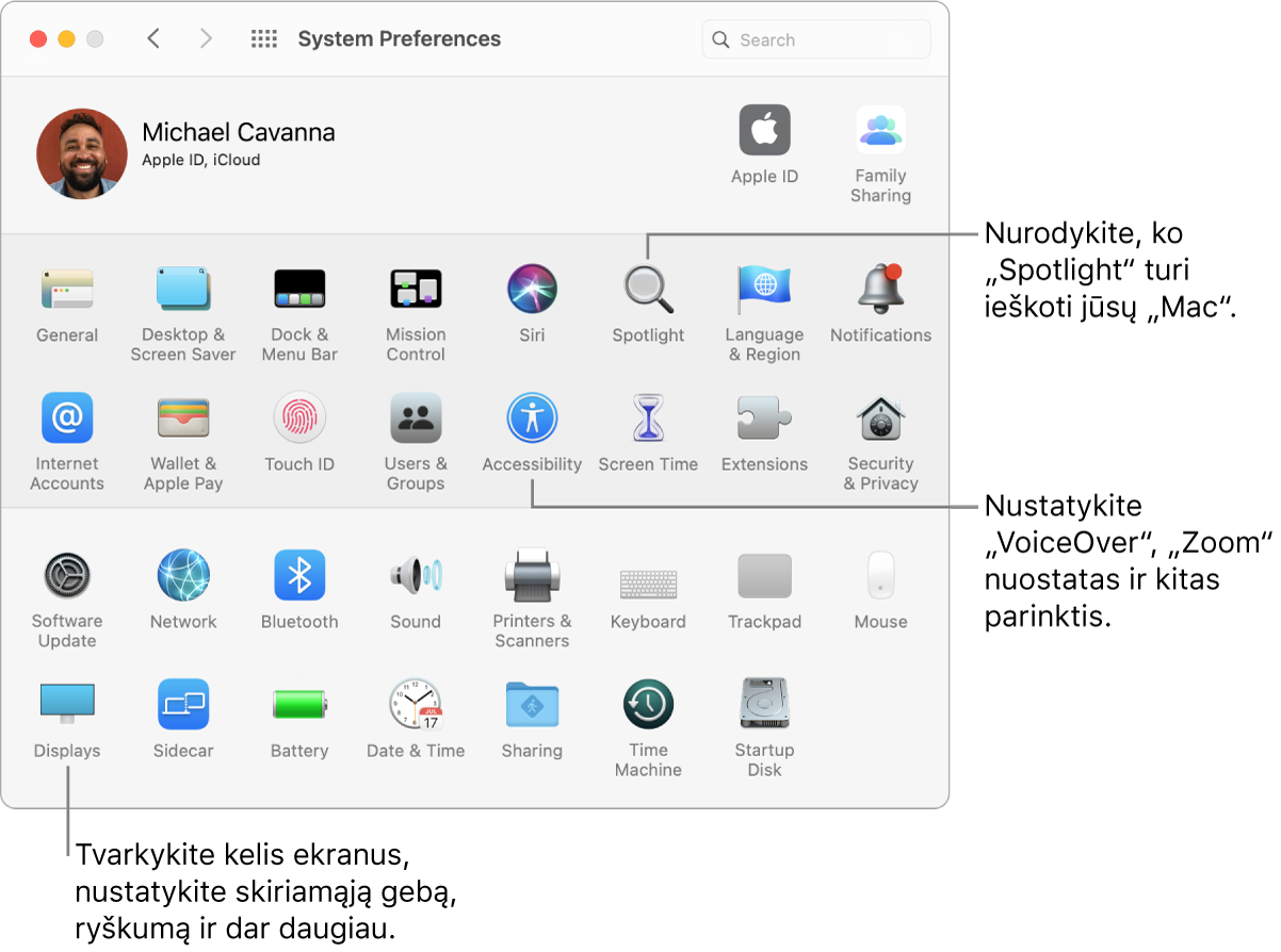 Langas „System Preferences“.