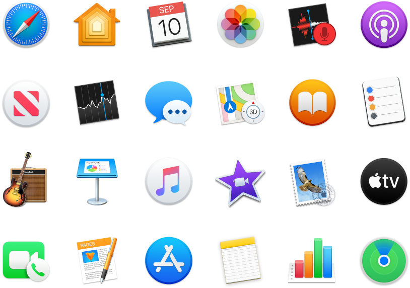Íconos de las apps incluidas en tu Mac.