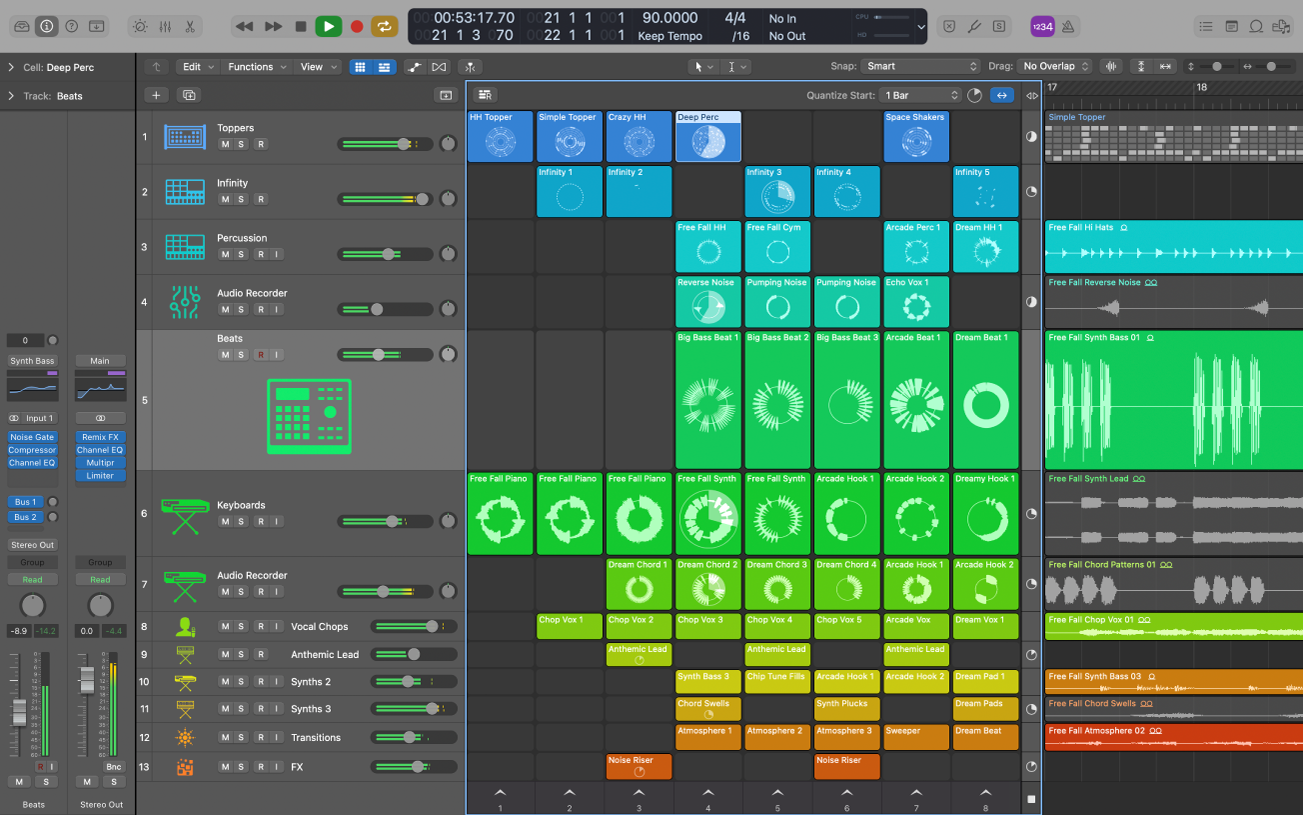 Wiedergabe eines Logic Pro-Projekts