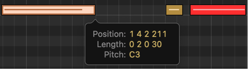 Figure. Resizing note by dragging right edge in Piano Roll Editor.