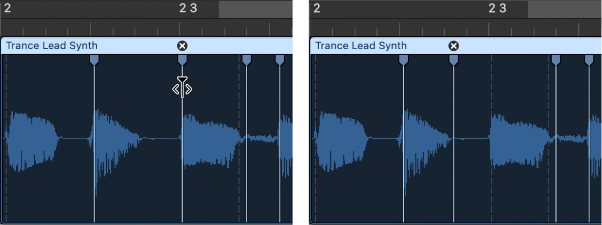 Figure. Region area showing usage of Option key when dragging flex marker.