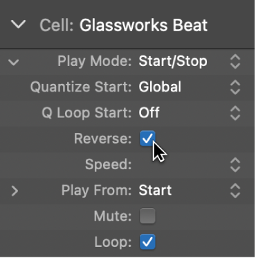 Figure. Reverse checkbox in the Cell inspector.