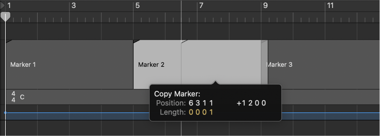 Figure. Marker being dragged while holding down Option key.