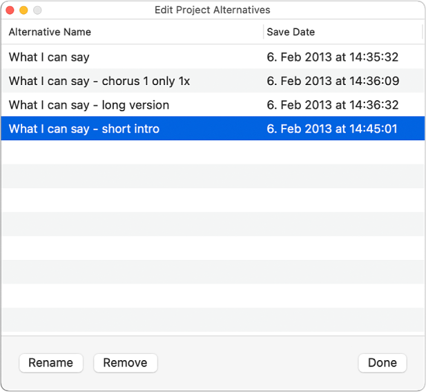 Figure. Edit Alternatives dialog.