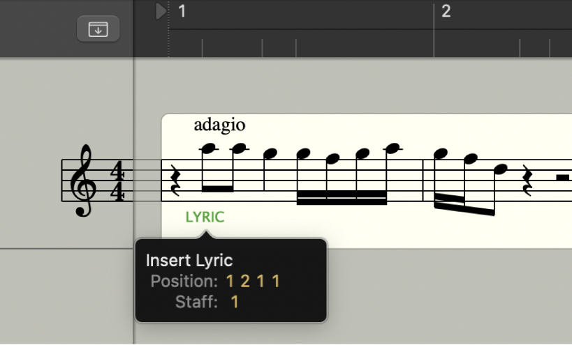 Ilustración. Se están añadiendo letras a una partitura.