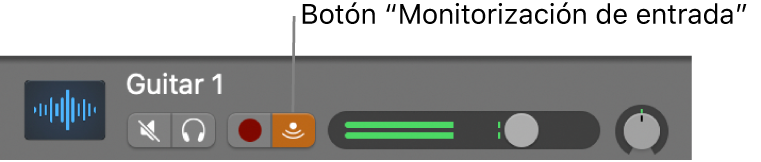 Ilustración. Cabecera de la pista de audio con el botón “Monitorización de entrada” seleccionado.
