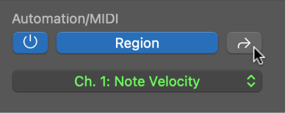 Figure. Bouton Passer dans Automation/MIDI.