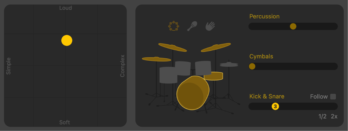 Figure. Côté droit de l’éditeur de drummer.