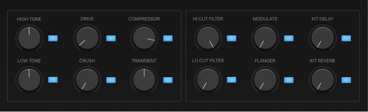 Figure. Smart Controls Tone et Effect communs aux ensembles.