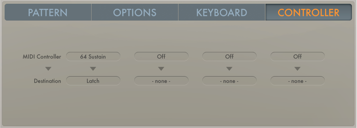 図。Arpeggiatorのコントローラパラメータ。