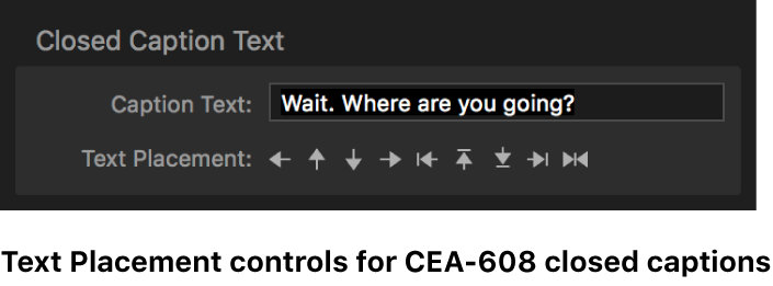 Das Steuerelement „Textplatzierung“ für erweiterte Untertitel im Format CEA-608