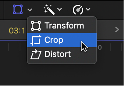 The Crop menu item for accessing the Trim, Crop, and Ken Burns controls