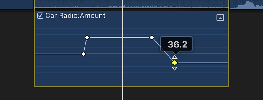 Arrastre de fotograma clave en el editor de animación de audio para cambiar el valor del parámetro