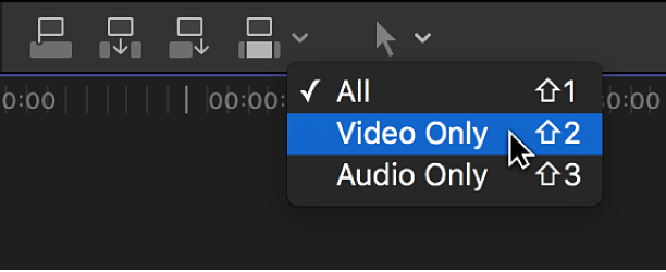 Opción “Solo vídeo” del menú desplegable Edición sobre la línea de tiempo