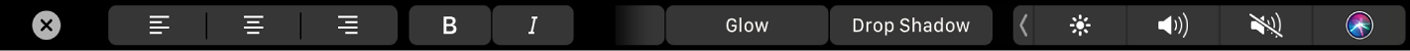 Touch Bar montrant les commandes pour le réglage de l’alignement, du style et de l’apparence du texte
