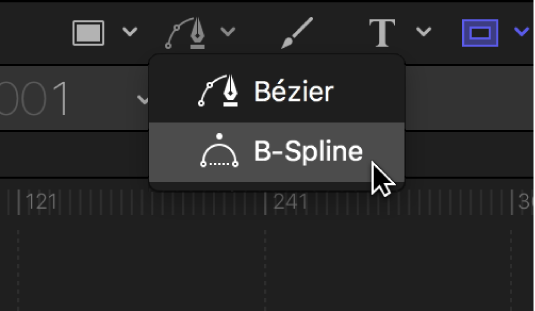 Outil B-Spline dans la barre d’outils du canevas