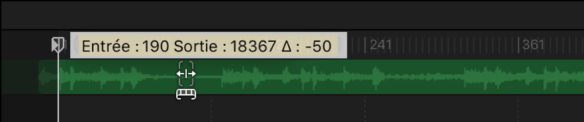Coulissement d’une piste audio dans la timeline audio