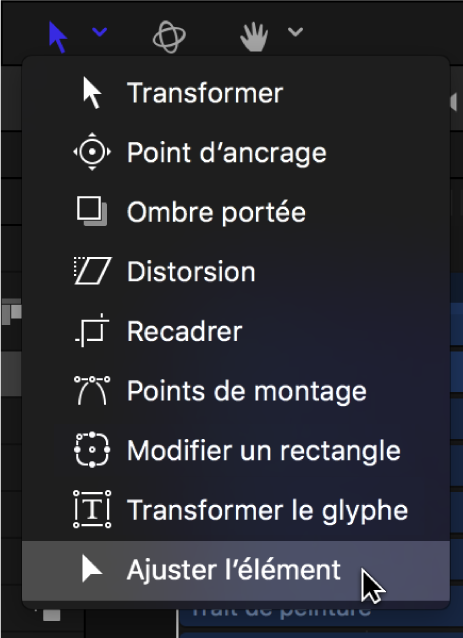 Sélection de l’outil Ajuster l’élément dans les outils de transformation de la barre d’outils du canevas