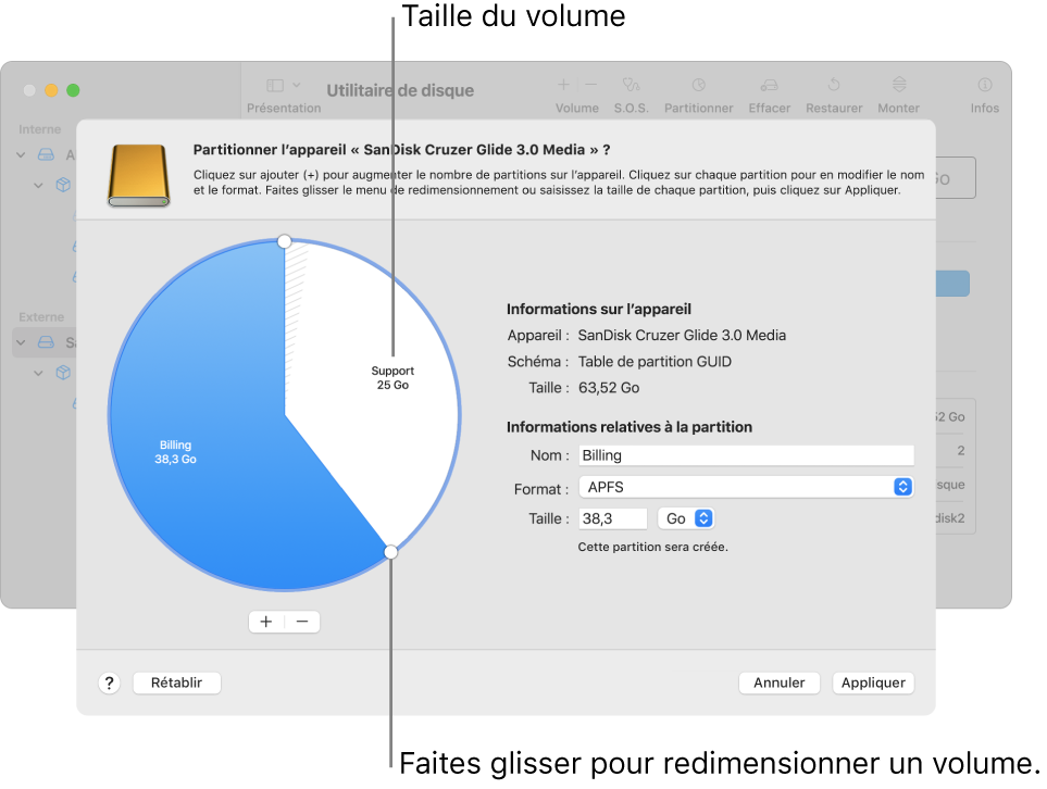 Un disque physique avec deux partitions.