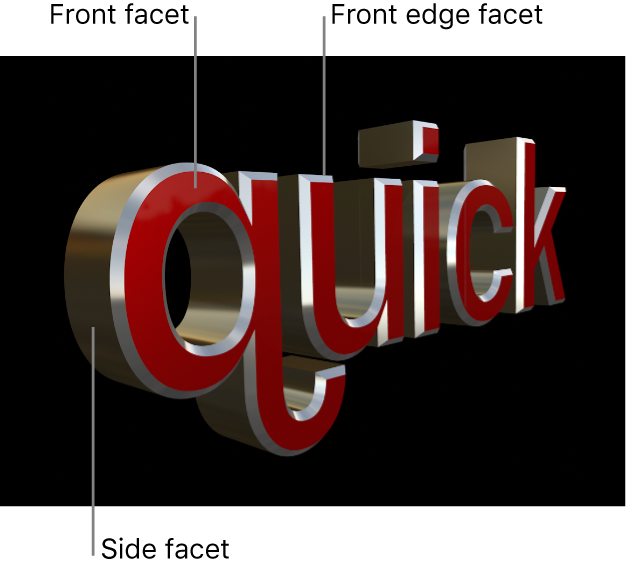 显示 3D 字幕正面、正面边缘面和侧面的检视器