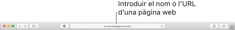 El camp de cerca intel·ligent del Safari, on pots introduir el nom o l’URL d’una pàgina.