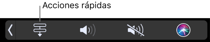 El botón Acciones rápidas en la Control Strip de la Touch Bar.