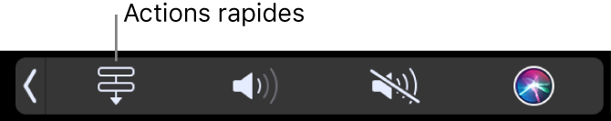 Bouton Actions rapides dans la Control Strip de la Touch Bar.