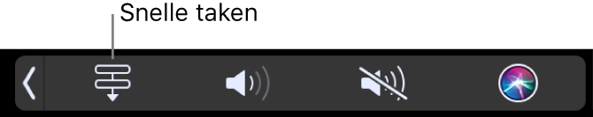 De knop 'Snelle taken' in de Control Strip van de Touch Bar.