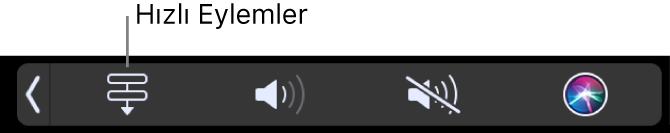 Touch Bar Control Strip’de Hızlı Eylemler düğmesi.