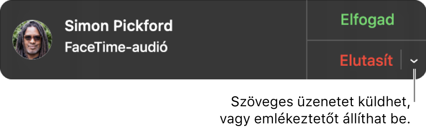 Kattintson az értesítésben az Elutasítás gomb melletti nyílra, ha szöveges üzenetet szeretne küldeni, vagy emlékeztetőt szeretne létrehozni.