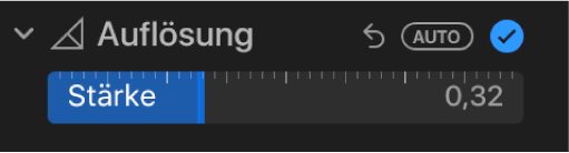 Der Regler „Auflösung“ im Bereich „Anpassen“.