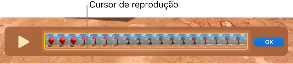 Um clip na janela do QuickTime Player, com o cursor de reprodução junto do centro do clip.