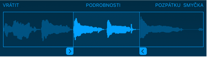 Oříznutí začátku nebo konce samplu přetažením modrých úchytů