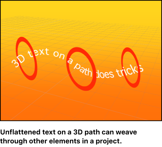 Canvas mit Textobjekten, die in andere Elemente in einer 3D-Gruppe eingeflochten und wieder entfernt werden.