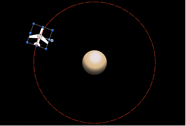 Canvas showing animation path created by Orbit Around behavior