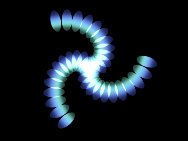 Canvas showing replicator set to Spiral shape