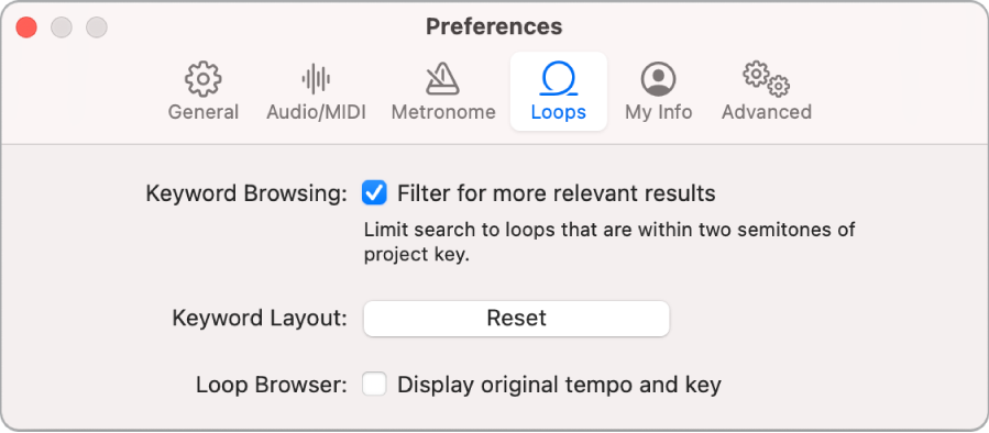 Loops preferences.