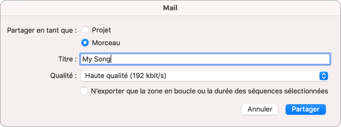 Zone de dialogue MailDrop.