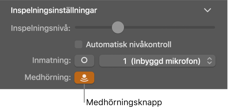 Knappen Inmatningsmedhörning i granskaren för Smart Controls.
