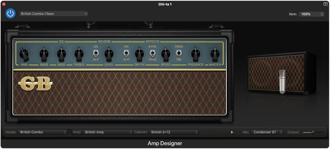 Trình cắm Amp Designer.