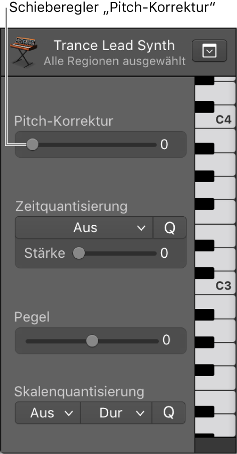 Abbildung. Schieberegler „Pitch-Korrektur“