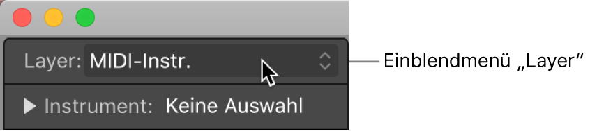 Abbildung. Einblendmenü „Layer“ mit Anzeige des aktuellen Layers