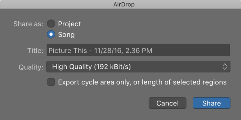 Figure. AirDrop dialog.