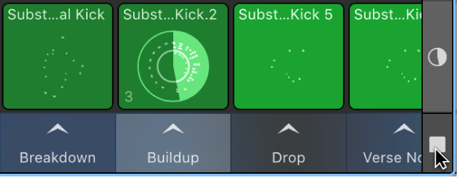 Figure. The pointer over the Grid Stop button at the bottom of the Divider column.