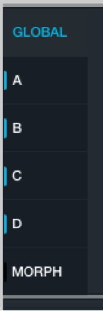 Figure. Global, A, B, C, D, and Morph buttons.