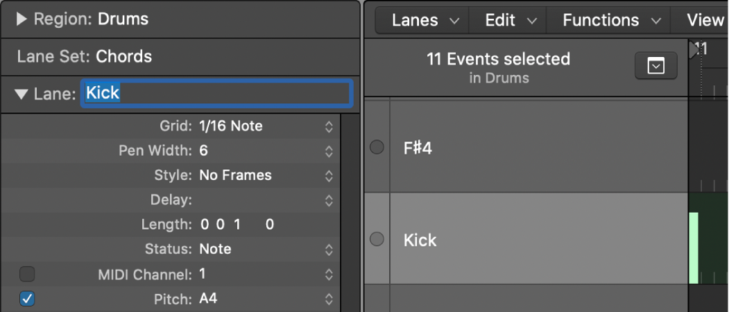 Figure. Lane name field.